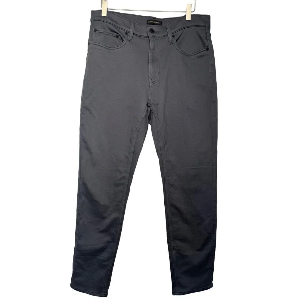 Banana Republic Mens Mid-Rise Casual Soft Pants 32WX30L Grey Stretchy